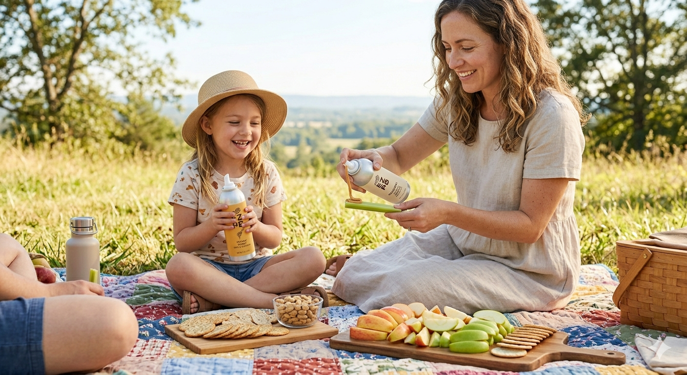 Celery with peanut butter at a picnic